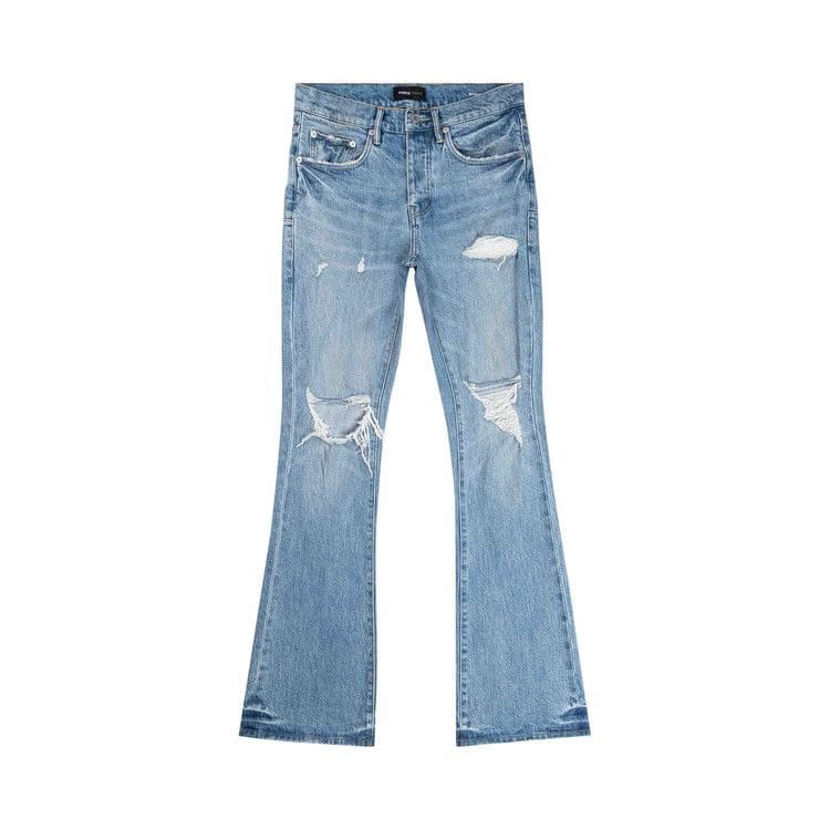 PURPLE BRAND Ripped Flare Jeans Light Indigo