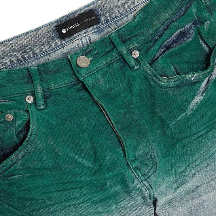PURPLE BRAND Low Rise Skinny Coated Diagonal Jean Light Indigo/Multicolor