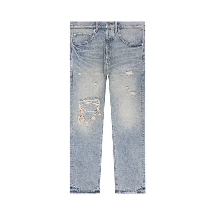 PURPLE BRAND Knee Blowout Dirty Jeans Light Indigo