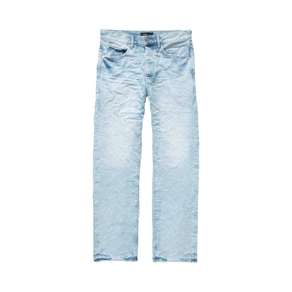 PURPLE BRAND Mid Rise Straight Jeans Sun Faded Icy Light Indigo