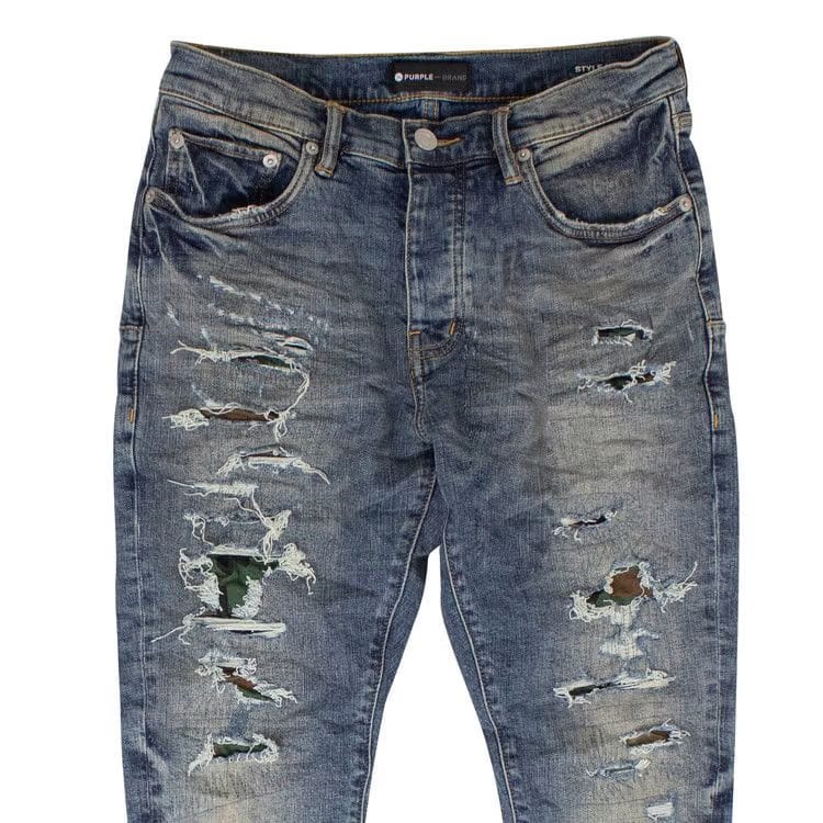 PURPLE BRAND Camo Repair Skinny Jeans Indigo
