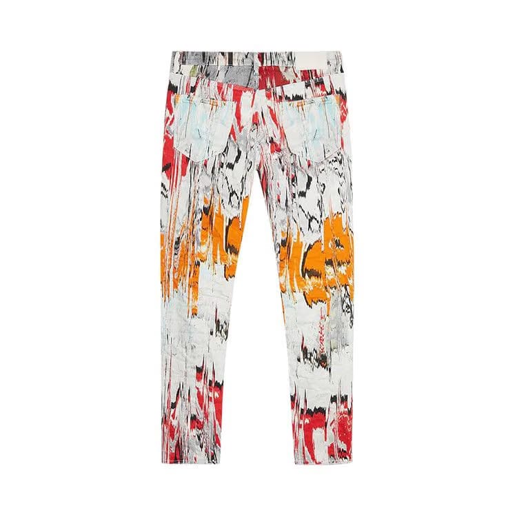 PURPLE BRAND Low Rise Skinny Glitch Flamestitch Digital Print Jean Multicolor