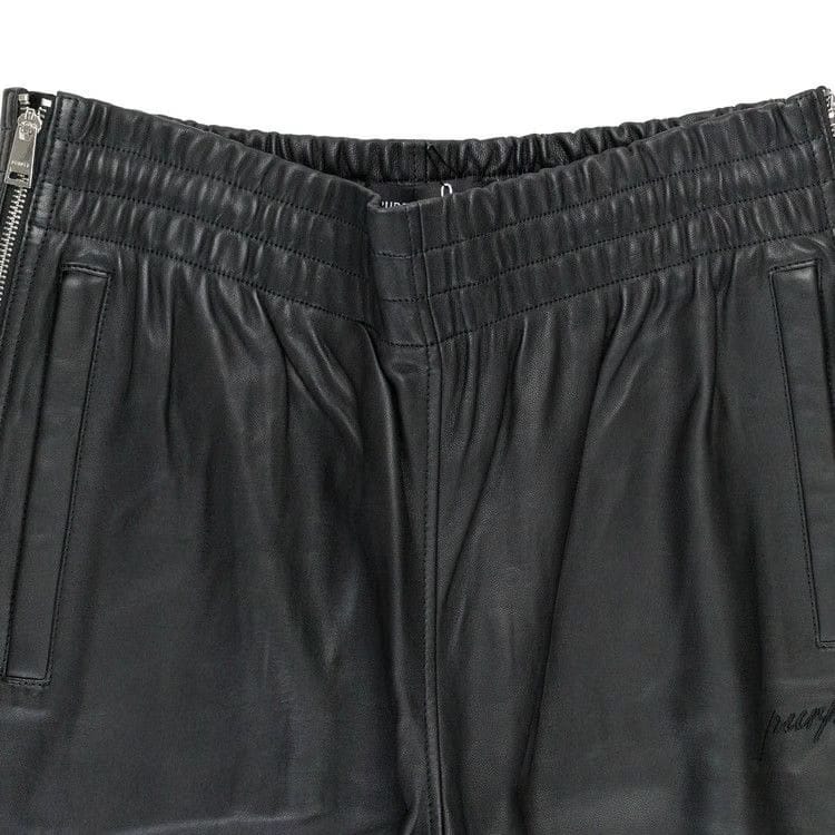 PURPLE BRAND Leather Side Zip Track Pants Black