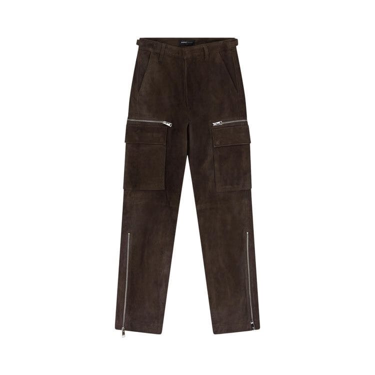 PURPLE BRAND Suede Zip Cargo Pant Brown