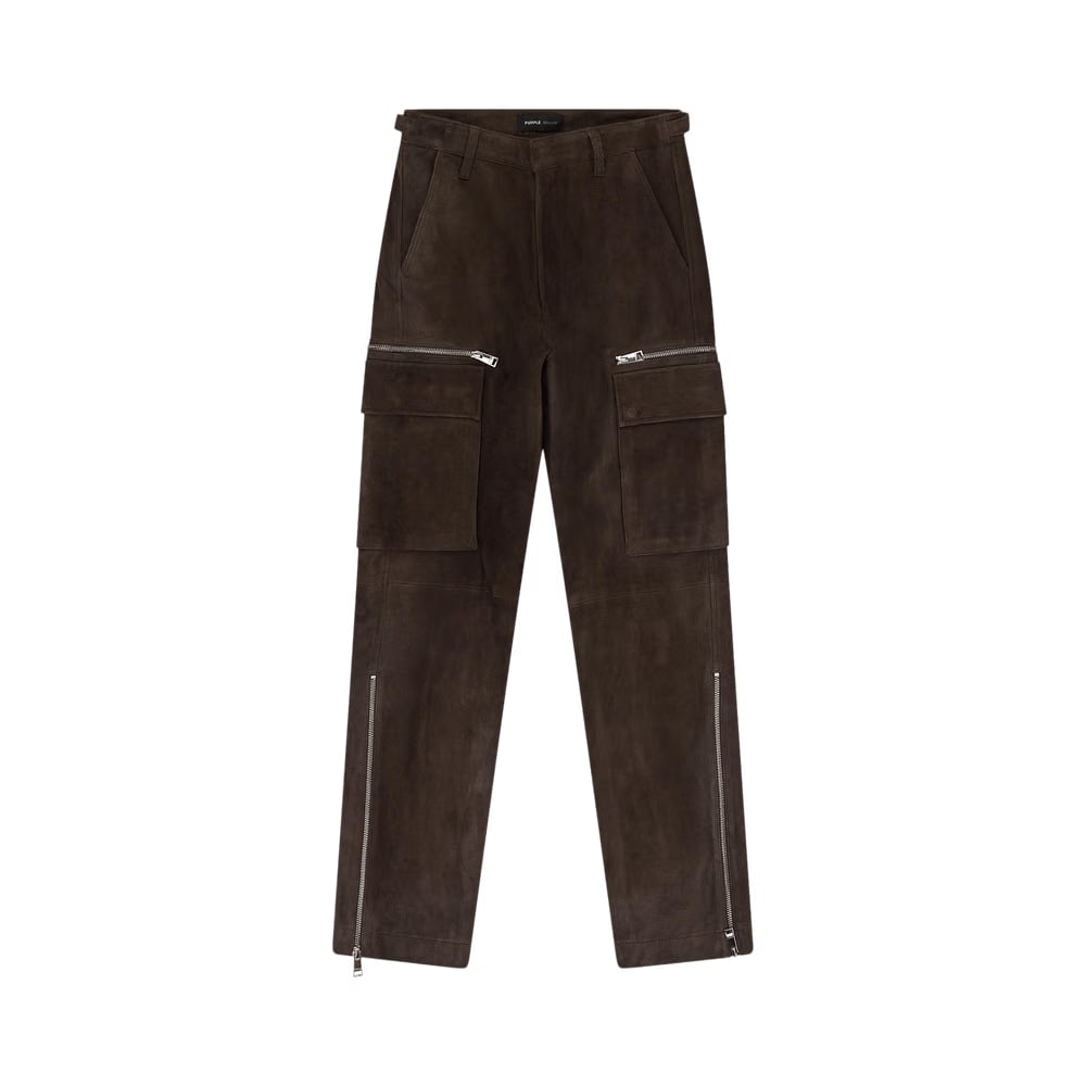 PURPLE BRAND Suede Zip Cargo Pant Brown