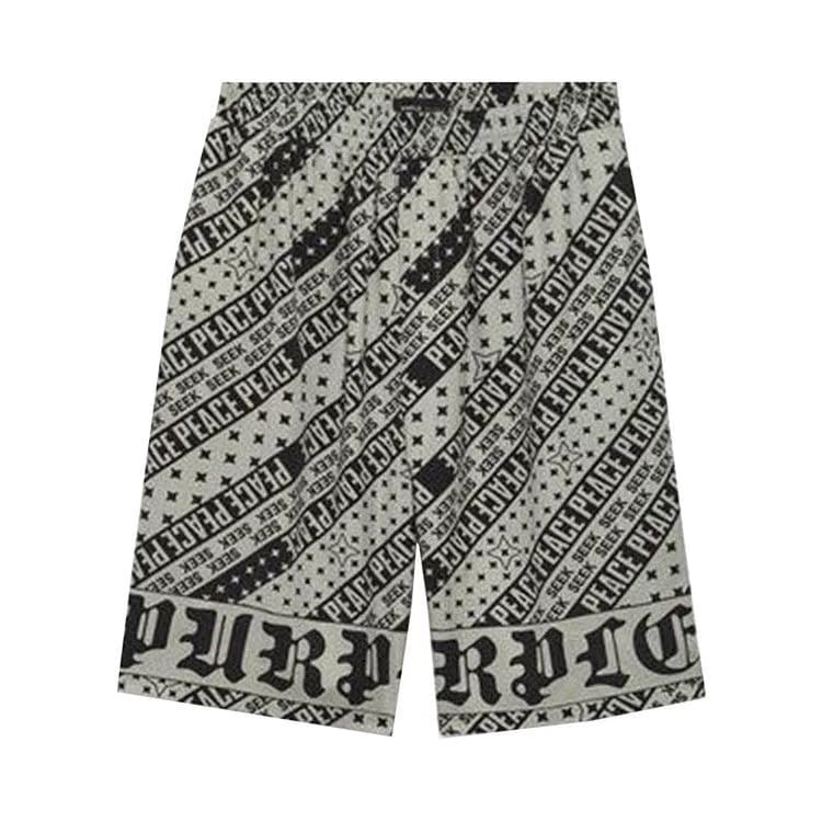 PURPLE BRAND Flag Bandana Shorts Grey