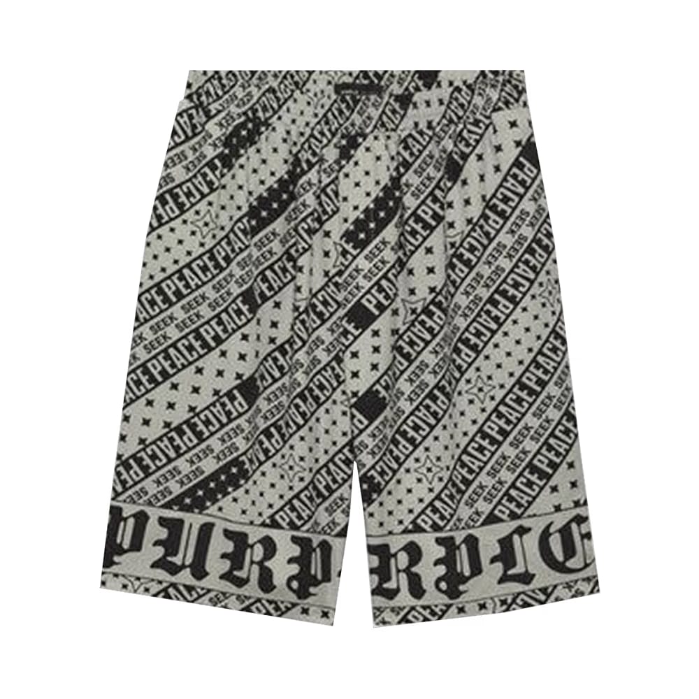 PURPLE BRAND Flag Bandana Shorts Grey