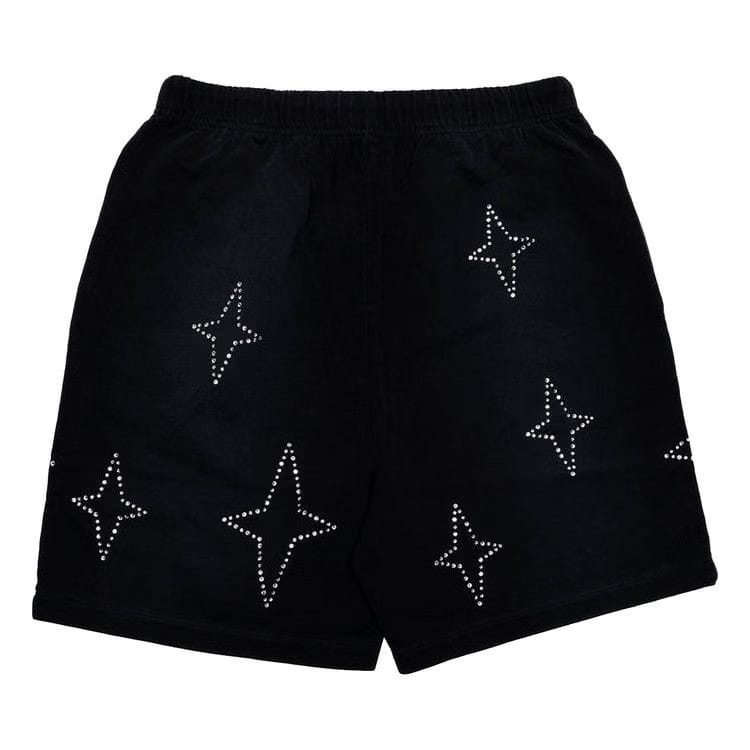 PURPLE BRAND Stacked Crystal Stars Shorts Black