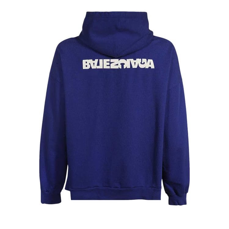 Balenciaga Reverse Back Logo Hoodie Indigo/Dirty White