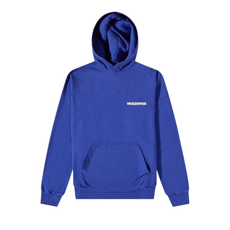Balenciaga Reverse Back Logo Hoodie Indigo/Dirty White