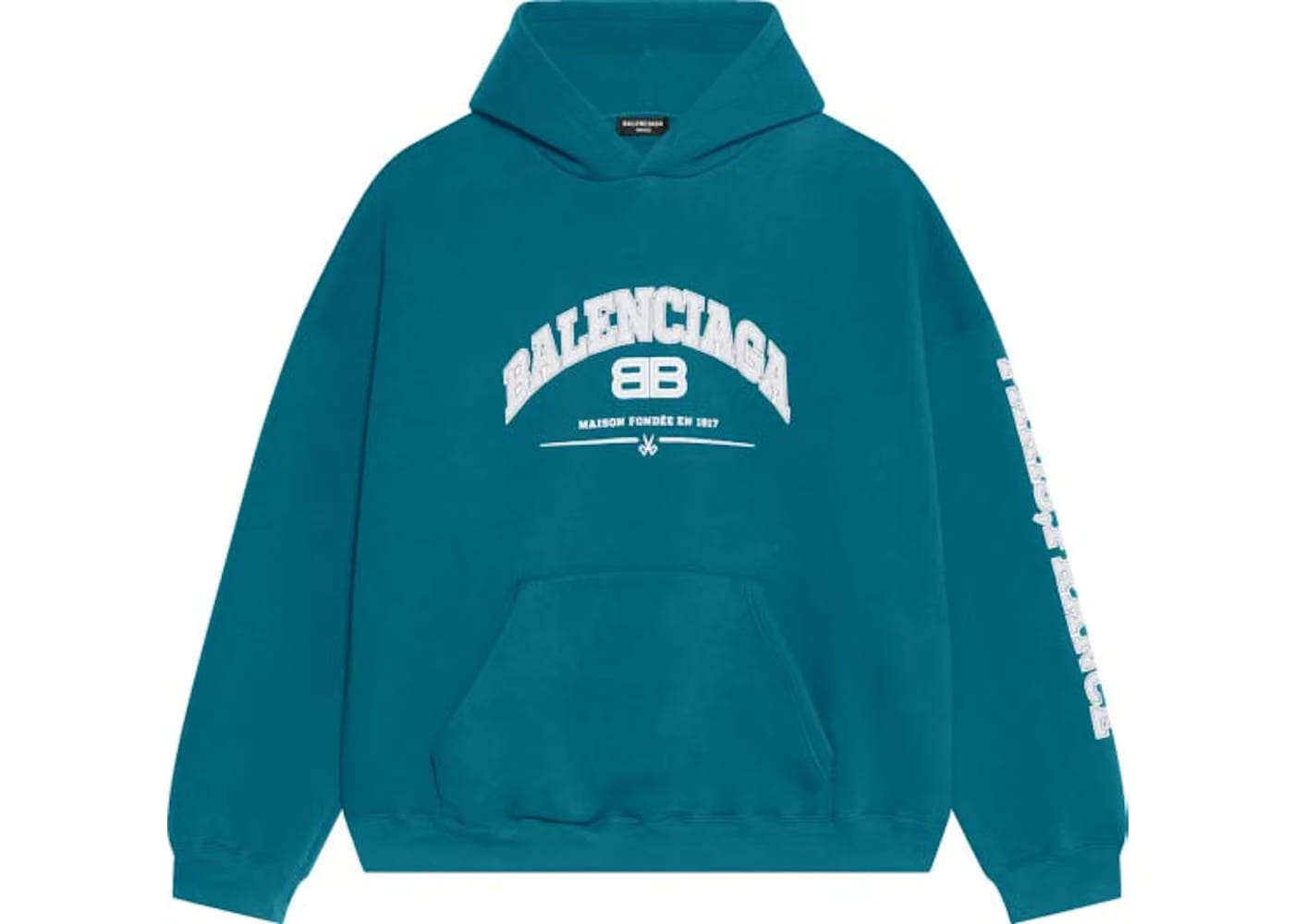 Balenciaga Wide Fit Hoodie Petrol Blue/Grey/White