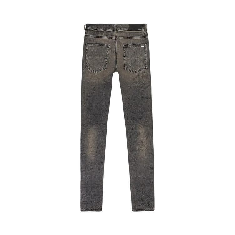 Amiri Military Stencil Skinny Jeans Grey