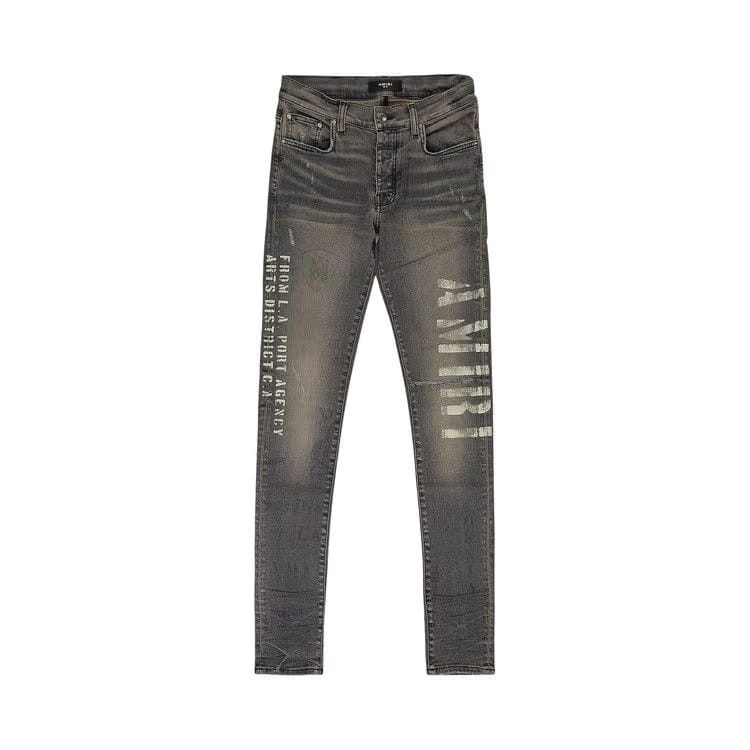 Amiri Military Stencil Skinny Jeans Grey