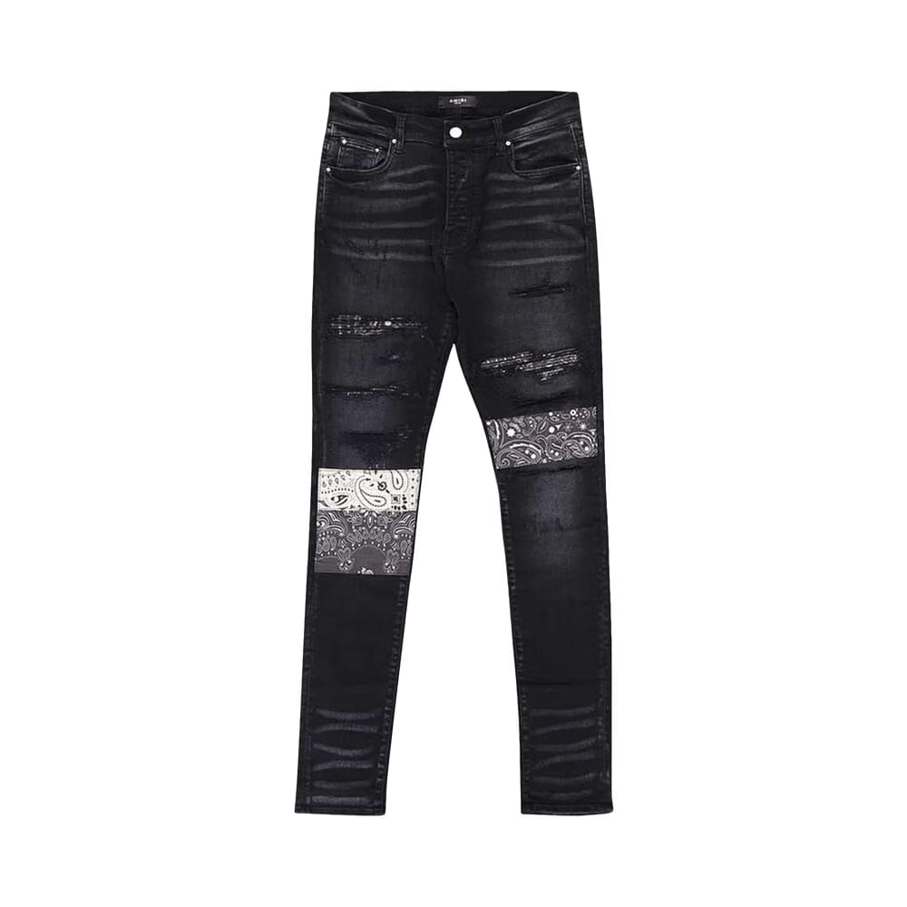 Amiri Vintage Bandana Artpatch Jean Aged Black