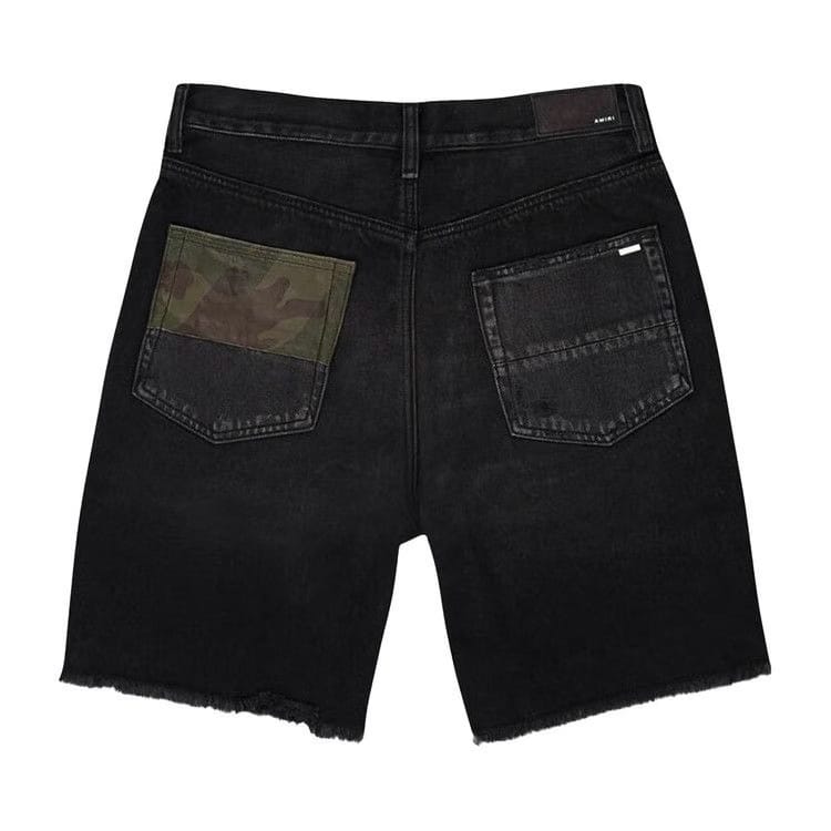 Amiri Camo Patch Shorts Denim Shorts Aged Black