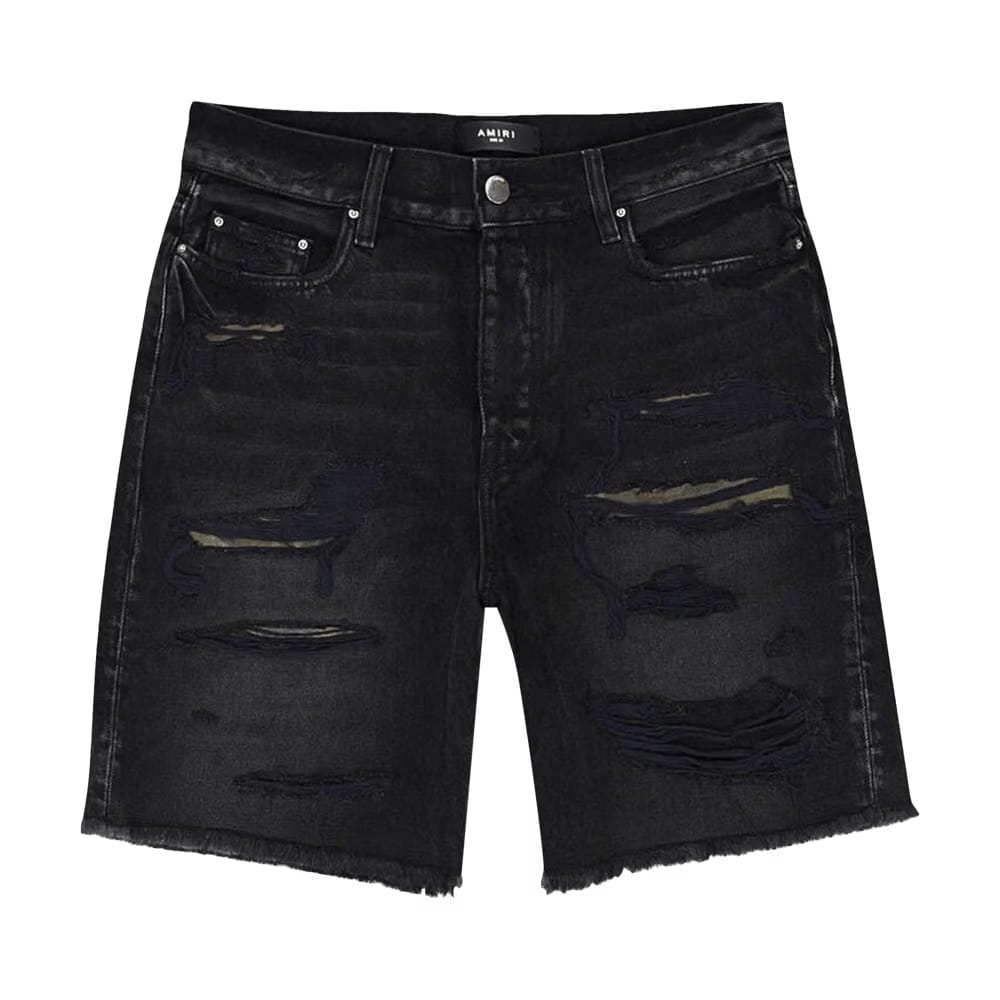 Amiri Camo Patch Shorts Denim Shorts Aged Black
