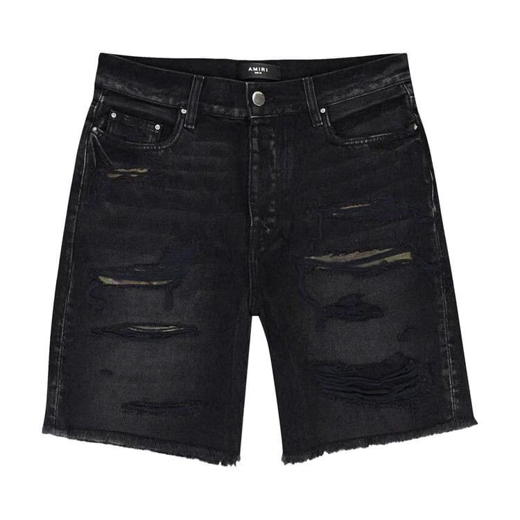 Amiri Camo Patch Shorts Denim Shorts Aged Black