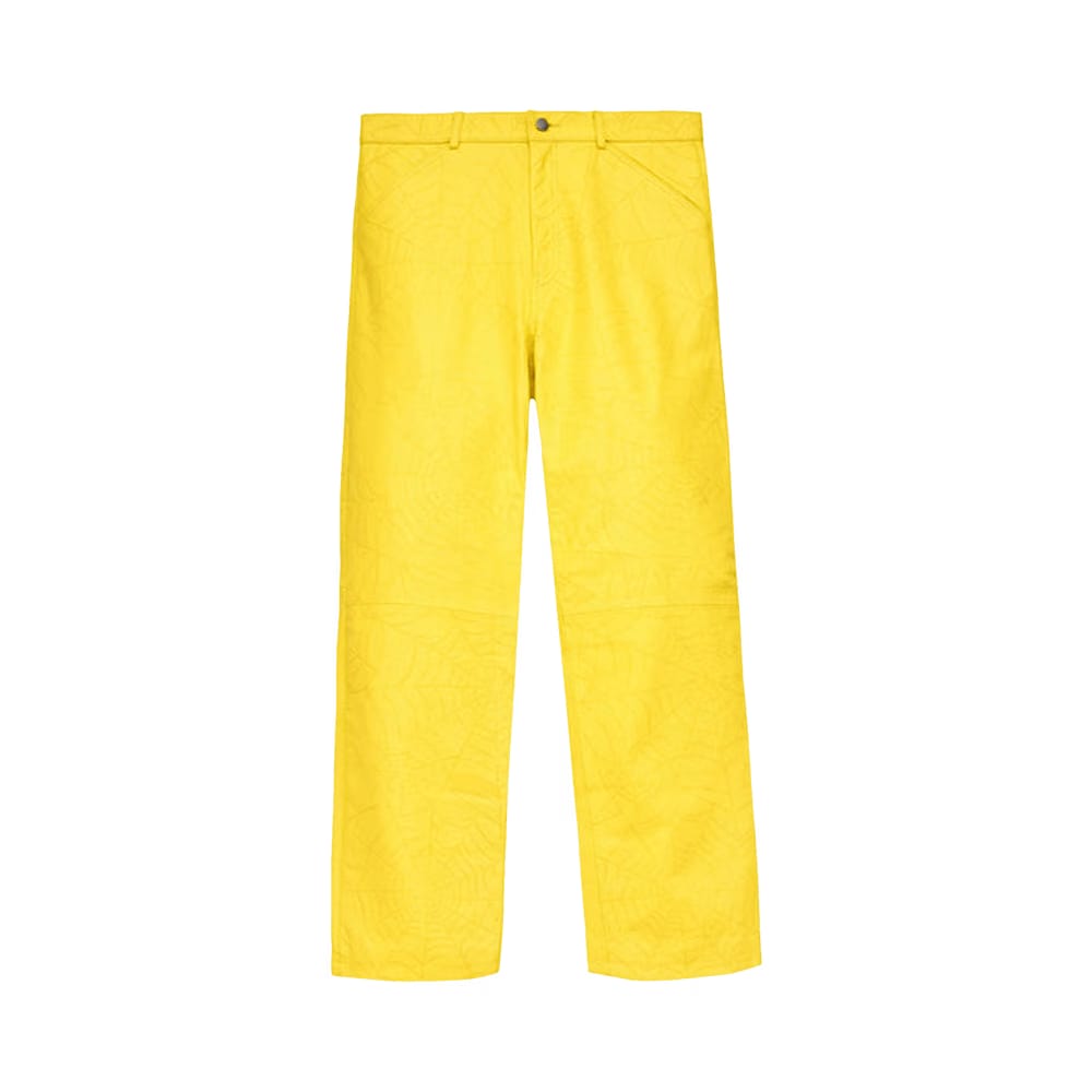 Sp5der Debossed Web Leather Pant Yellow