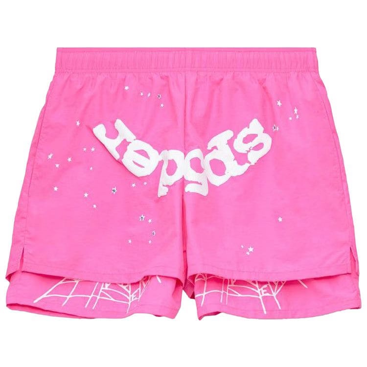 Sp5der OG Web Double Layer Shorts Pink
