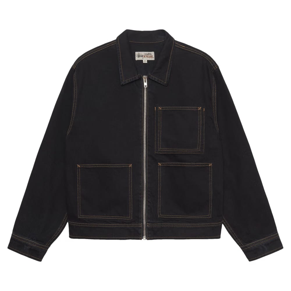 Stussy Zip Work Jacket Washed Black