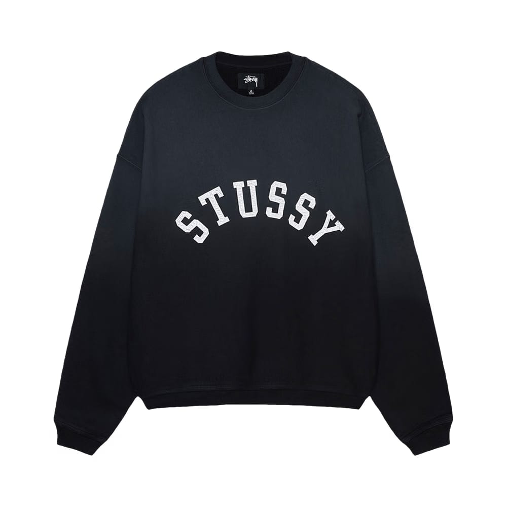 Stussy Sun Faded Oversized Crew Black