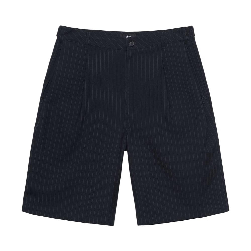 Stussy Stripe Volume Pleated Shorts Black