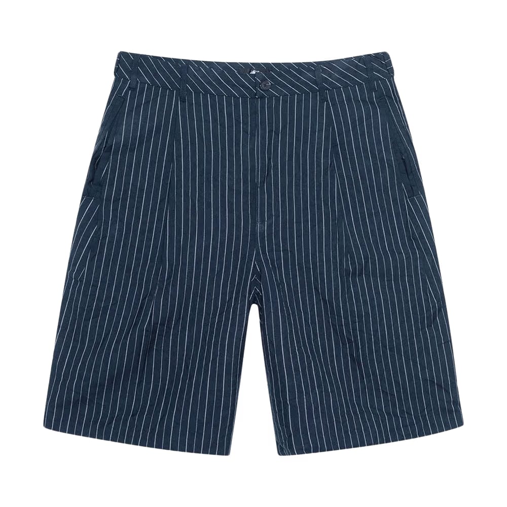 Stussy Wrinkled Stripe Volume Pleated Shorts Navy