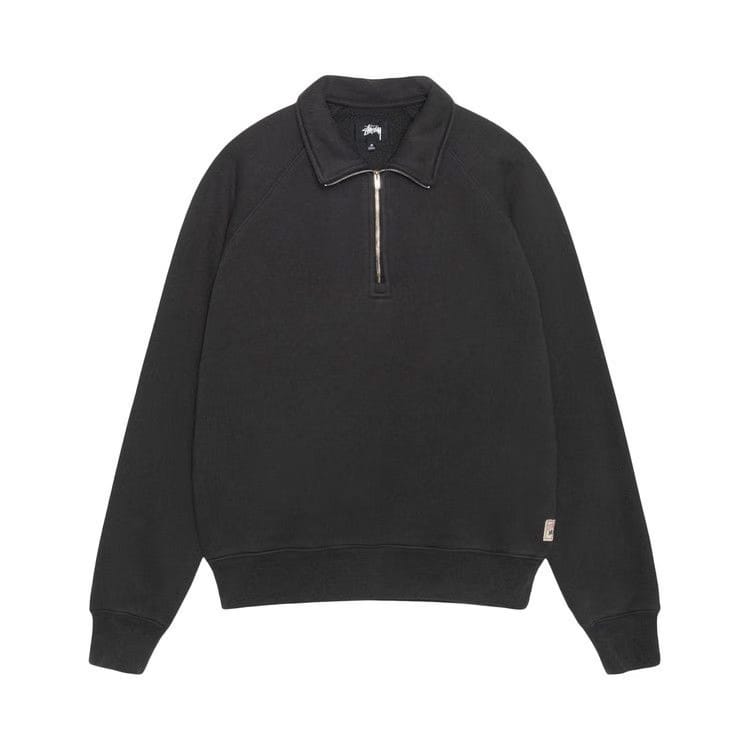 Stussy Relaxed Half Zip Washed Black