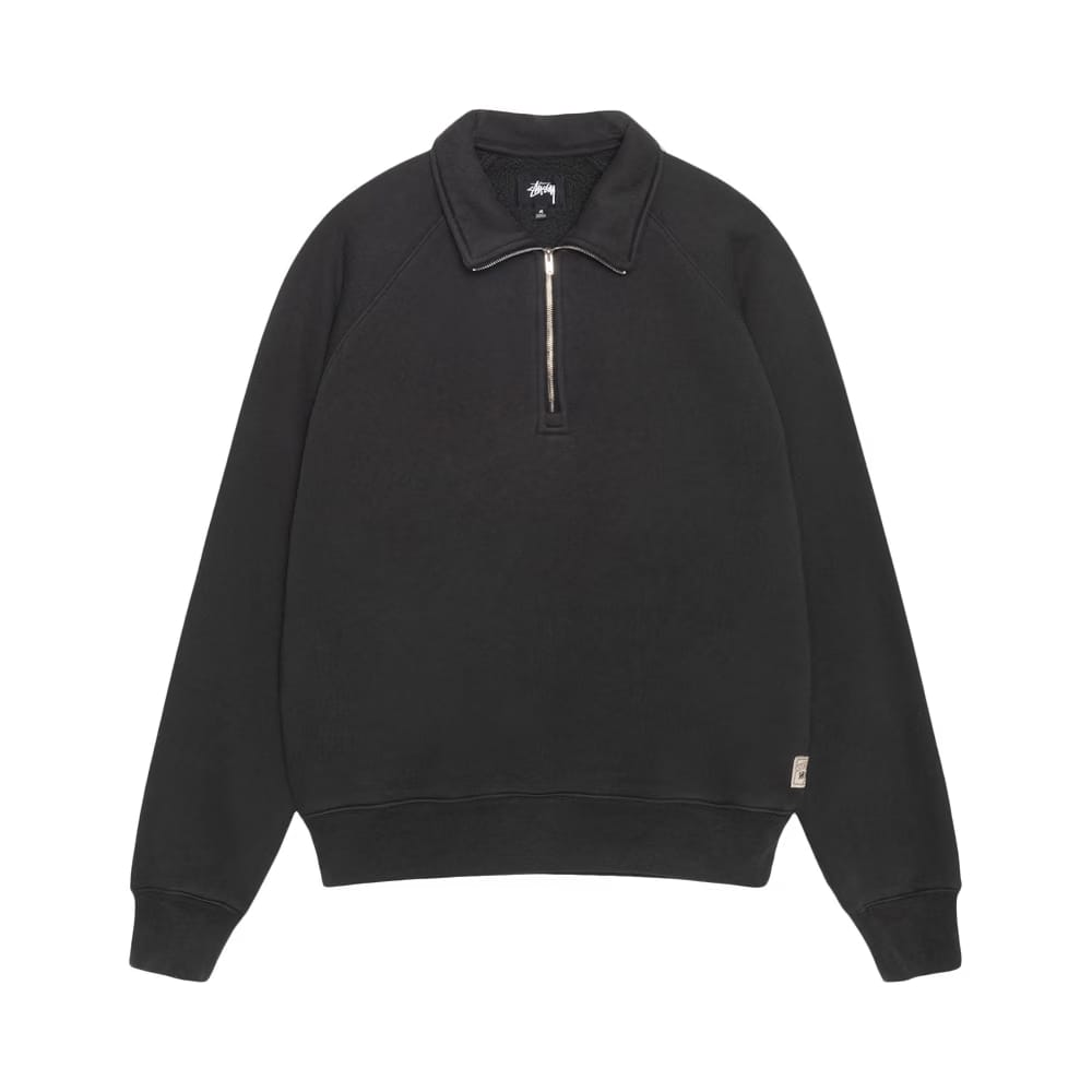 Stussy Relaxed Half Zip Washed Black