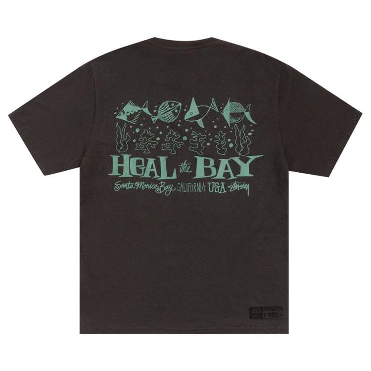 Stussy Heal The Bay 40 T-Shirt Pigment Dyed Faded Black