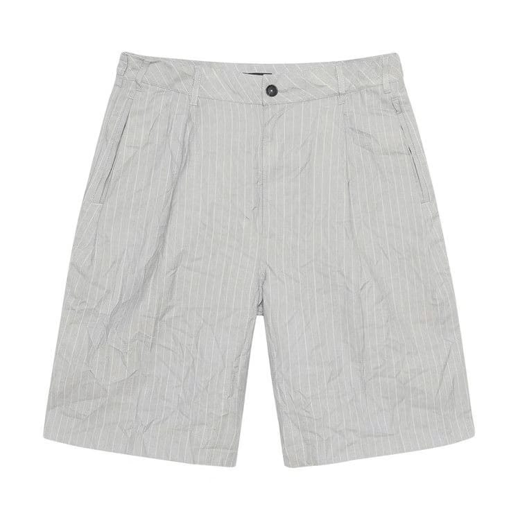 Stussy Wrinkled Stripe Volume Pleated Shorts Grey