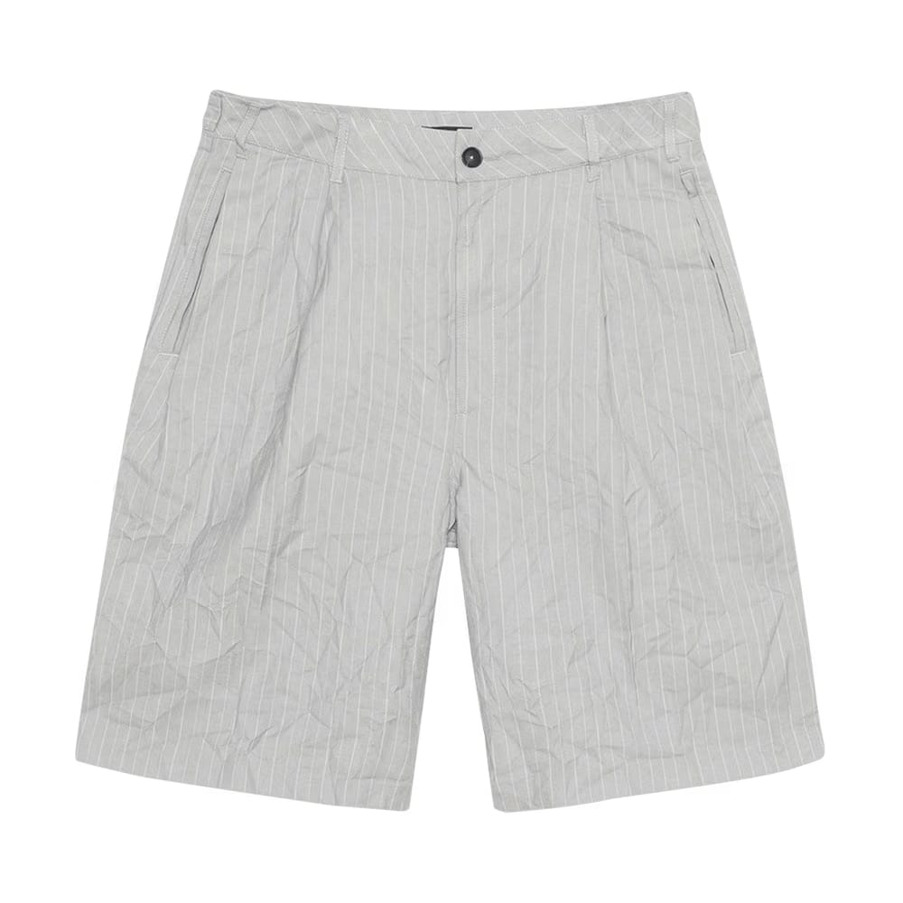 Stussy Wrinkled Stripe Volume Pleated Shorts Grey