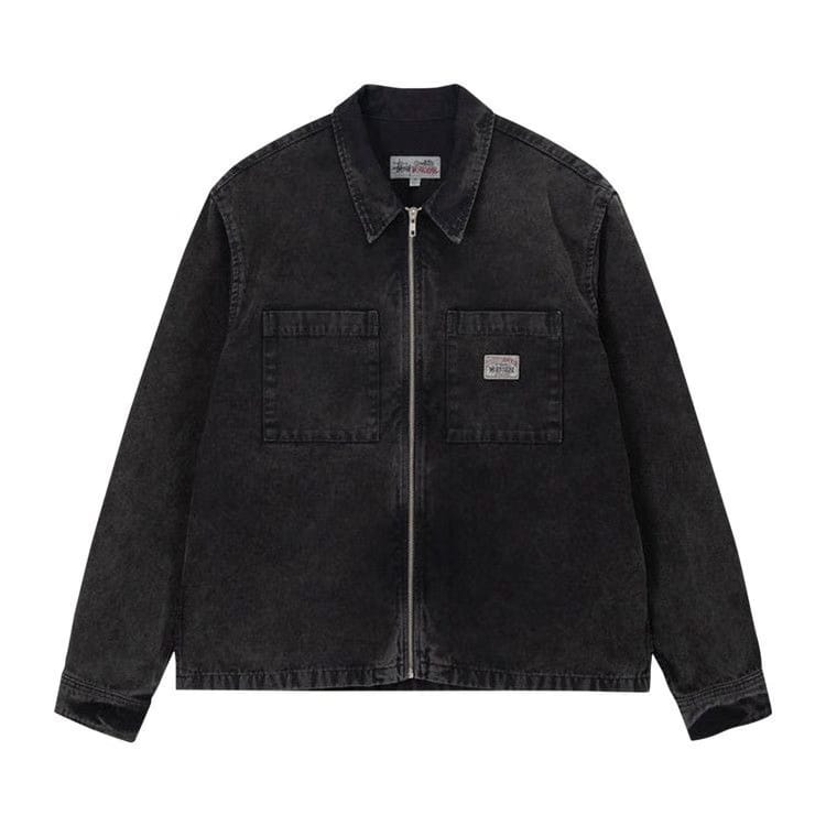 Stussy Washed Canvas Zip Shirt Black