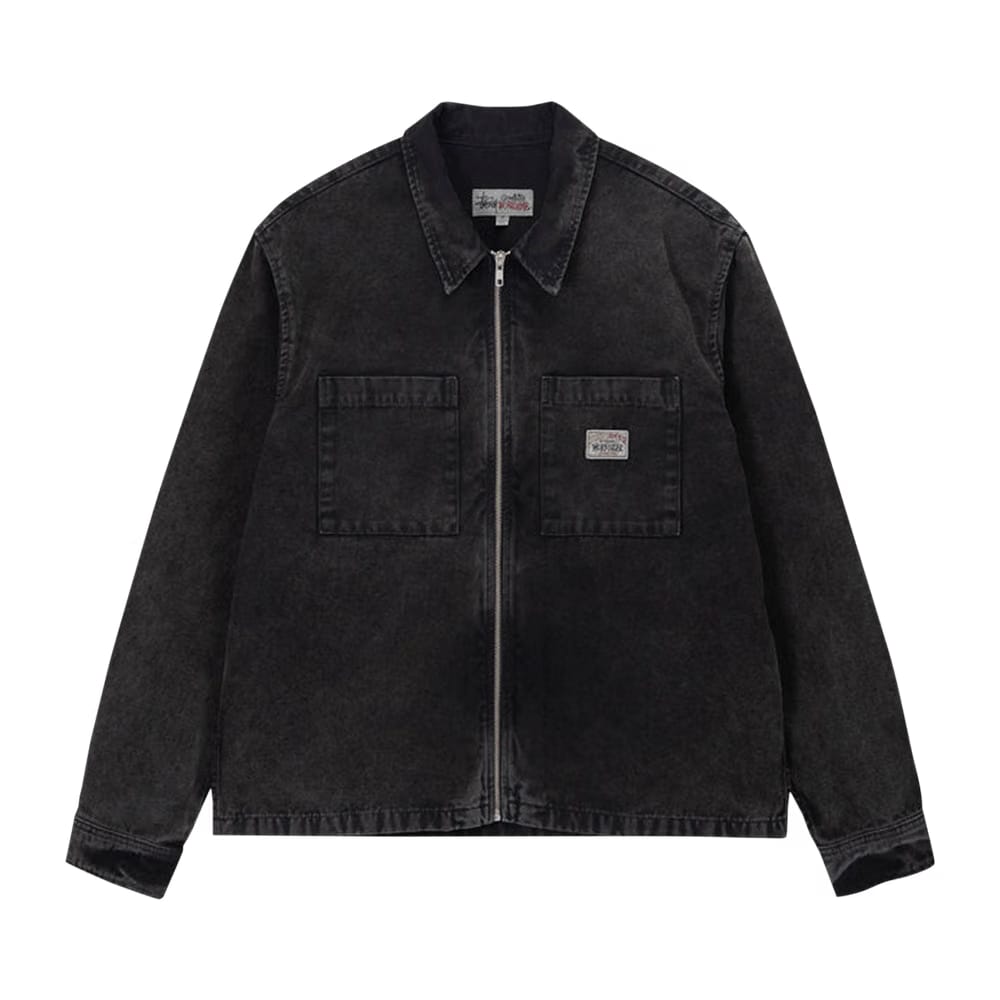 Stussy Washed Canvas Zip Shirt Black