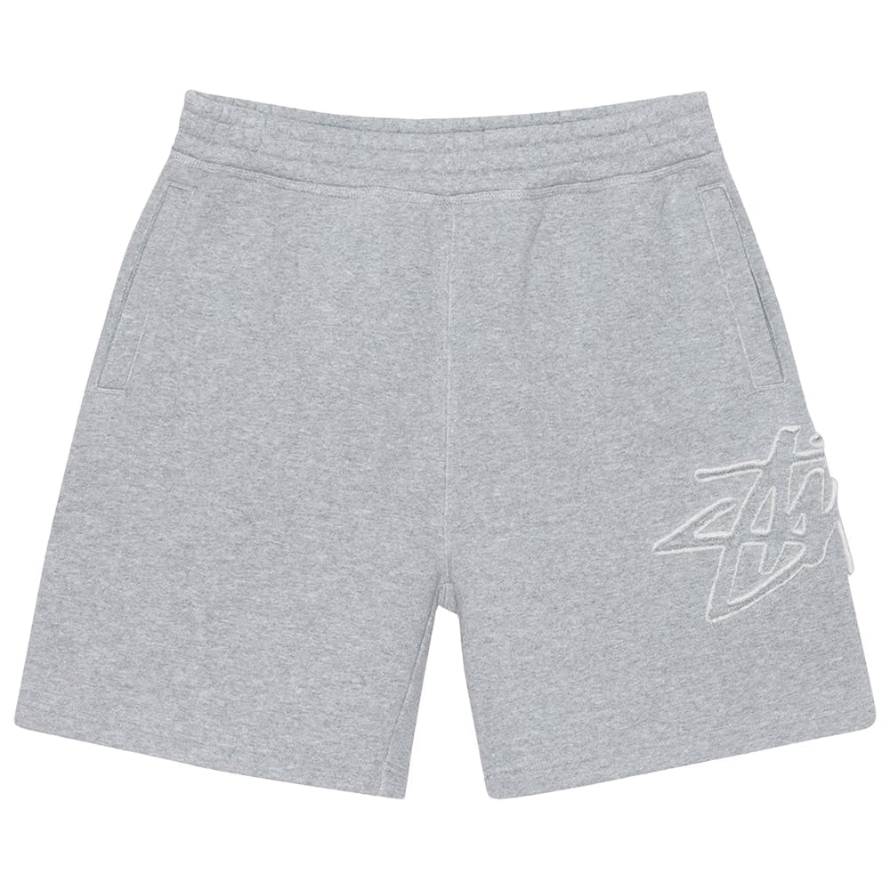 Stussy Fleece Tonal Appliqué Shorts Grey Heather