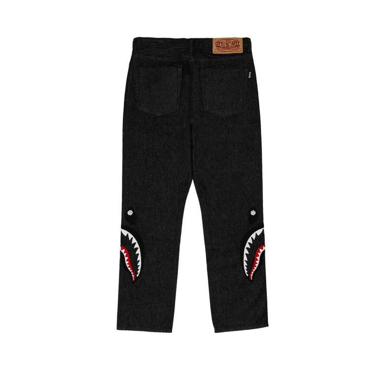 GOAT Exclusive BAPE Pearl Shark Relaxed Fit Denim Pants Black
