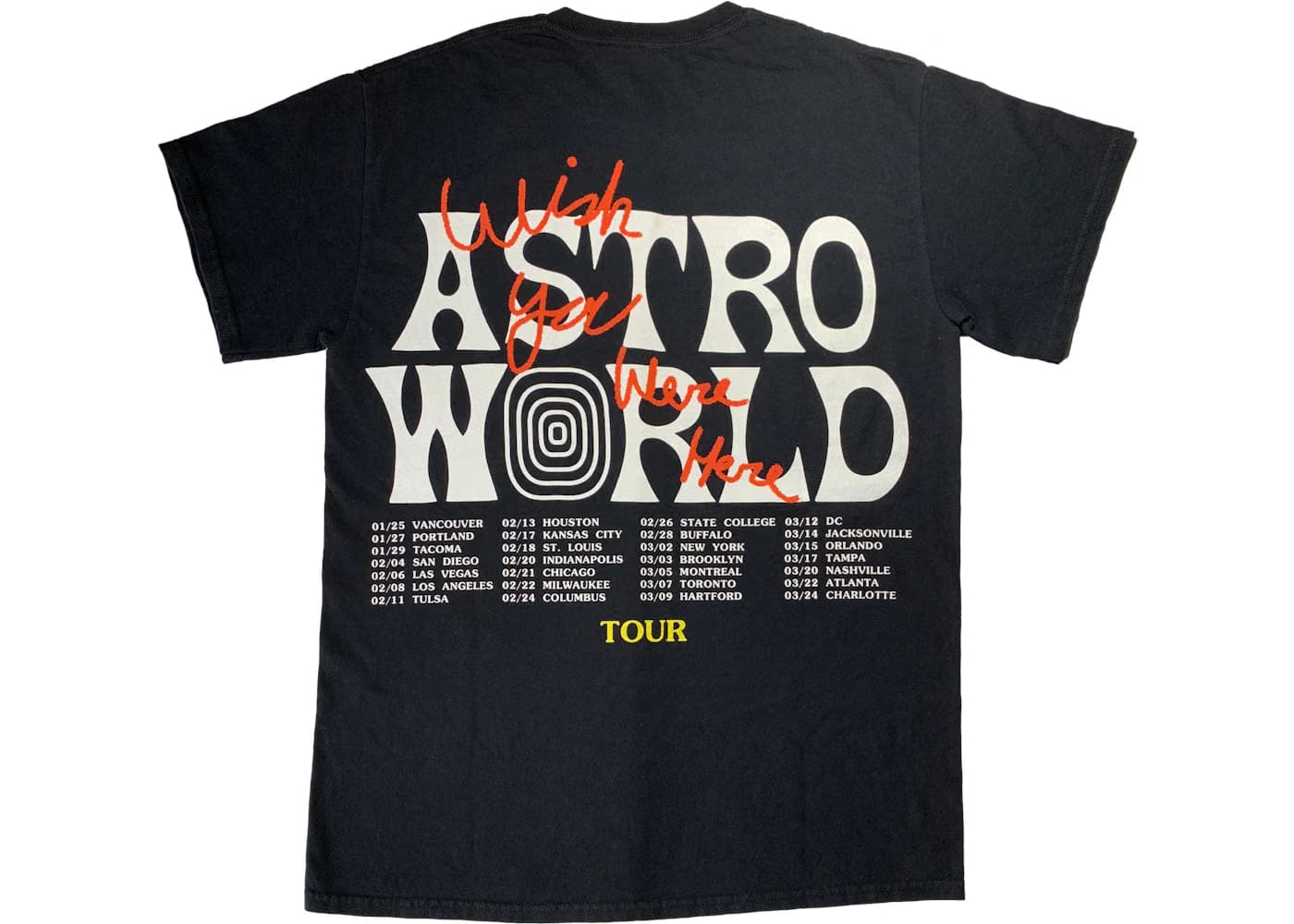 Travis Scott Astroworld Tour Wish You Were Here T-Shirt Black