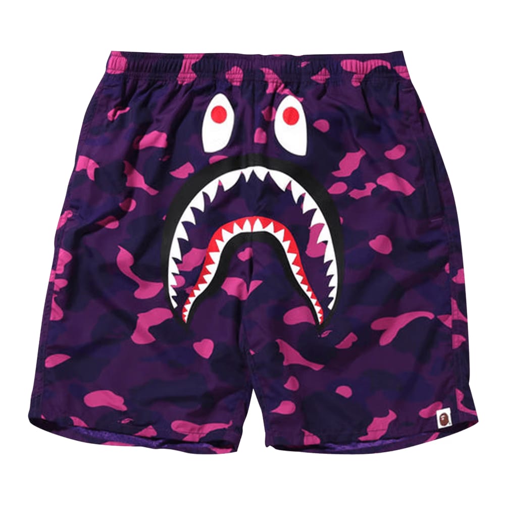 BAPE Color Camo Shark Beach Shorts Purple