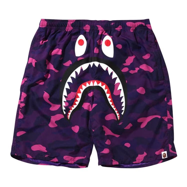 BAPE Color Camo Shark Beach Shorts Purple