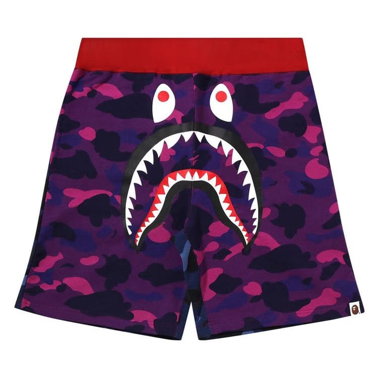 BAPE Crazy Camo Shark Sweat Shorts Purple