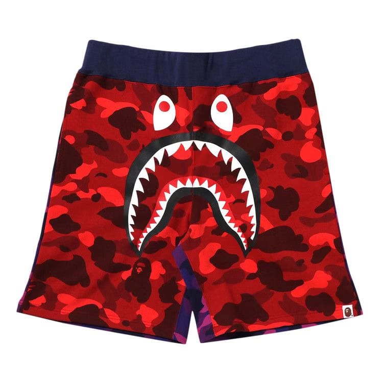 BAPE Crazy Camo Shark Sweat Shorts Red