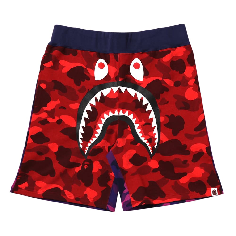 BAPE Crazy Camo Shark Sweat Shorts Red