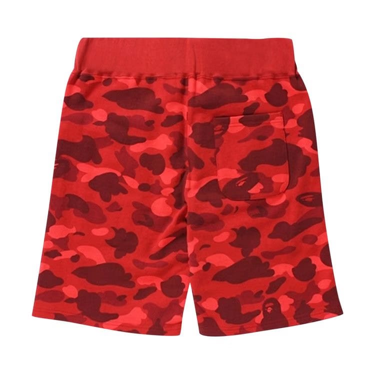 BAPE Camo Shark Sweat Shorts Red