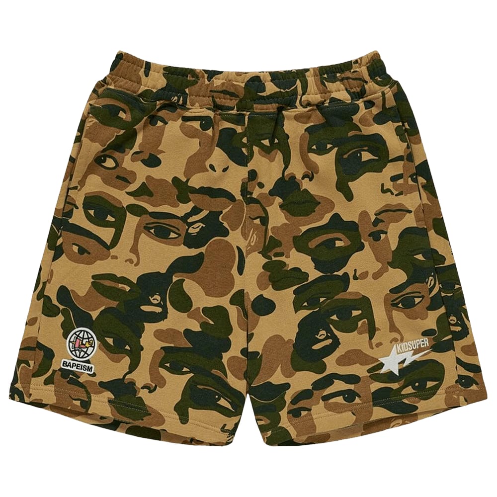 BAPE x KidSuper Camo Sweat Shorts Green