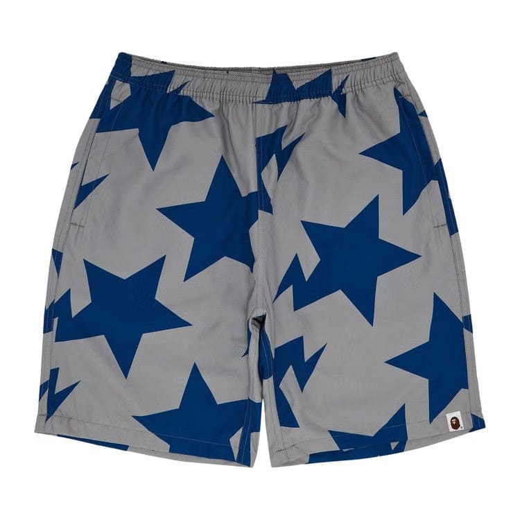 BAPE Sta Pattern Beach Shorts Grey/Blue