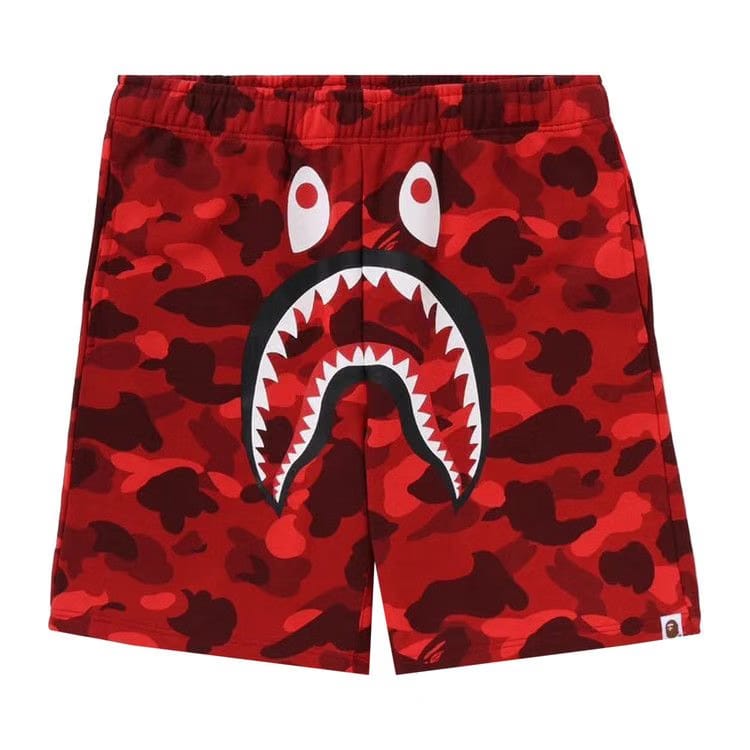 BAPE ABC Camo Shark Sweatshorts Red