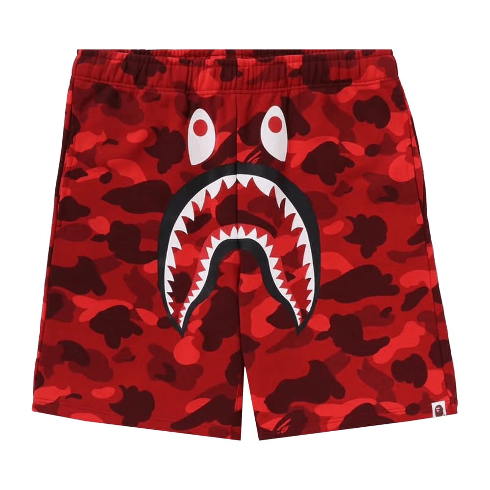 BAPE ABC Camo Shark Sweatshorts Red