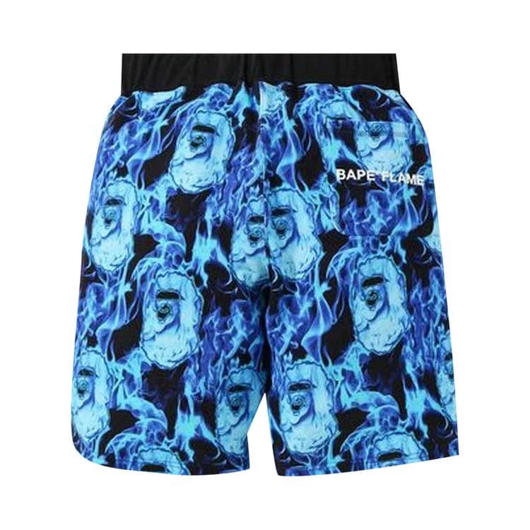 BAPE Flame Wide Sweat Shorts Sax