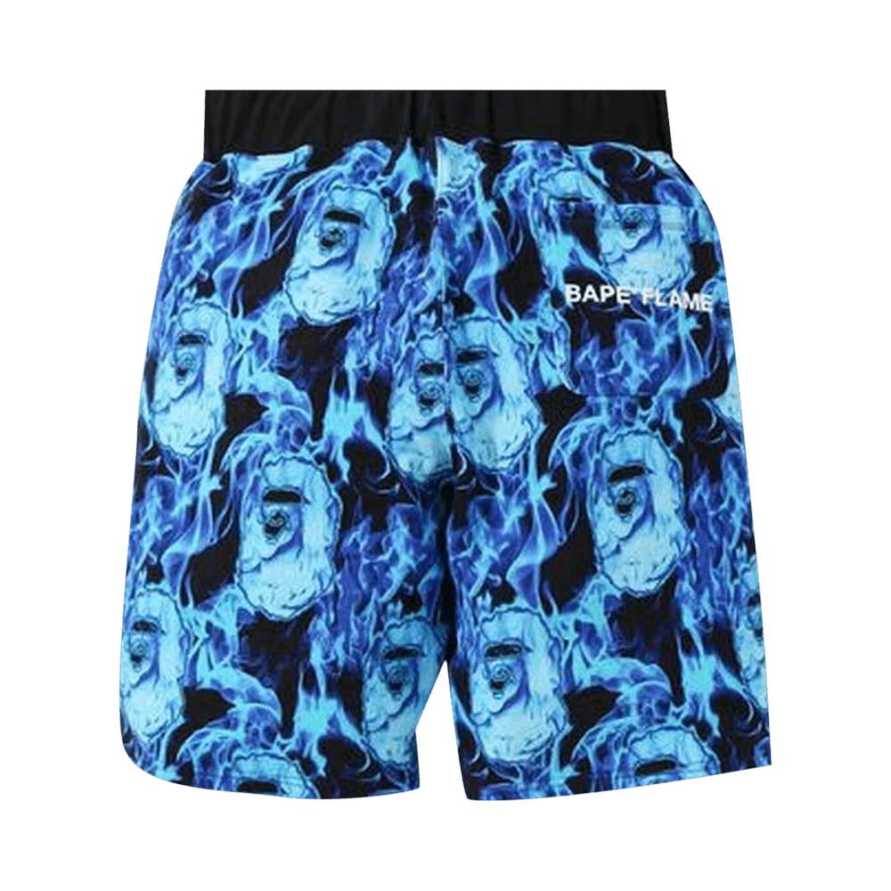 BAPE Flame Wide Sweat Shorts Sax