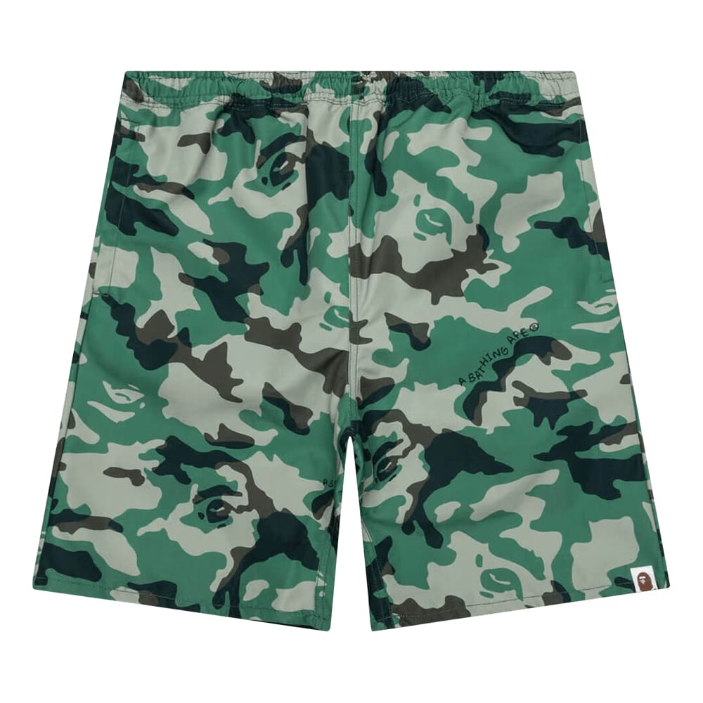 BAPE Woodland Camo Beach Shorts Olive Drab